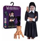 Fantasia Vestido Infantil Wandinha Addams Série Netflix Menina Original Luxo Com Mãozinha