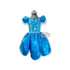 Genérico Vestido Infantil Azul Longo Princesa Cinderela Daminha Frozen  Aniversário Festa Luxo 