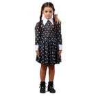 Fantasia Wandinha Infantil Vestido Estampado com Forro Sulamericana 723297