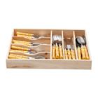 Faqueiro de aço inox 42 pcs c/cabo de plástico bamboo