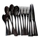 Faqueiro De Luxo Talheres De Inox Longo Preto Liso 16pc