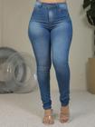 Faraya Jeans Calça Skinny Feminina Cintura alta com lycra/elastano lavagem média tendência