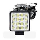 Farol auxiliar de led slim quadrado 16 leds grande 48w und