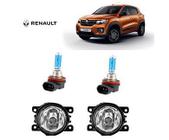 Farol Auxiliar Kwid 2016 Com Lamp H11 Super Branca Par