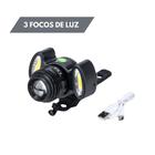 Farol Bicicleta Potente 3 Leds Recarregável USB c/ Zoom - Black Watch