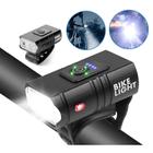 Farol Ciclismo Bike 2 Led Cree T6 Recarregável Usb C Medidor - Black Watch