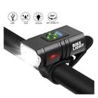 Farol Ciclismo Bike 2 Led Cree T6 Recarregável Usb C Medidor - Black Watch