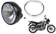 Farol Com Aro Preto e Cromado Cg Titan Fan Cargo 125 150 De 2000 Ate 2013