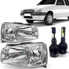 Farol fiat uno 2004 ate 2013 mascara cromada (par) super led