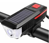 Farol Para Bike Solar E Usb Led Recarregável Com Buzina 8528 NF - Prime