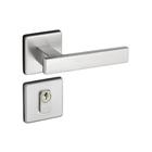 Fechadura Porta Externa Retrô Roseta Quadrada Broca 55mm Inox Escovado Pado