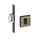 Fechadura trava rolete porta pivotante pado bronze oxidado antique quadrada rq2 bx externa