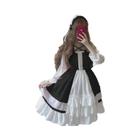 Feminino Bonito Alice No País Das Maravilhas Lolita Op Vestido De Mangas Compridas Renda Guarnição