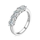 Feminino D Cor Moissanite Meia Eternidade Banda 5 Pedra 1.5ct Clássico Anel De Casamento 925 Prata