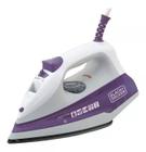 Ferro de Passar Roupa Black Decker Com Vaporizador Base Antiaderente Branco e Roxo Modelo FX1000 110V