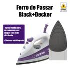 Ferro de Passar Roupas a Vapor Steamglide Portátil Black+Decker FX1000BR 127V 1200W