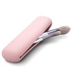 FERYES Travel Makeup Brush Holder, Silicon Trendy and Portable Cosmetic Face Brushes Holder, Soft and Sleek Makeup Tools Organizer for Travel-Pink...