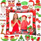 Festa de Natal Photo Booth Props Frame LMSHOWOWO Red