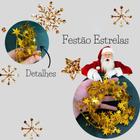 Festão Fitinha de Estrelas Decoração Árvore de Natal Dourado