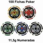 Fichas Poker Profissional 100un c/ Numeração - Luatek