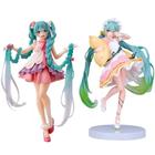 Figura Anime Hatsune Miku - 20cm - Branca e Rosa - Decoração Kawaii para Carro