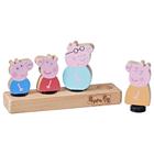 Figuras familiares de madeira Peppa Pig, brinquedos pré-escolares de 2 anos ou mais