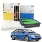 Filtro Cabine Ar Condicionado + Filtro Ar Civic 2007 Ao 2011 + Spray Higienizador - Mahle MetalLeve