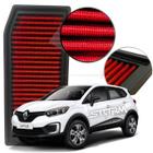 Filtro de Ar Esportivo Renault Captur motor 1.6 16v Flex ano 2017 a 2022 SUV Life Sce X-tronic Bose Intense Zen 2018 2019 2020 2021 Lavável - RS FILTER Reutilizável potencia modelo