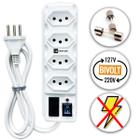 Filtro de Linha 4 Tomadas Preto ou Branco Régua 110/220v Bivolt Universal C/ Protetor Descarga de Energia