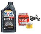 Filtro De Oleo Fram CH12184 + Mobil 20w50 Xtz Crosser Fazer Factor 125i 150 De 2013 Ate 2022 - Fram - Mobil