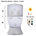 Filtro para Água Flex Branco 6 Litros 2 Velas 2 Boias + 2 Velas Tripla Ação - Cerâmica Stéfani