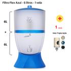 Filtro para Água Stéfani Flex Azul 6 Litros 1 Vela 1 Boia + 1 Vela Tripla Ação - Cerâmica Stéfani