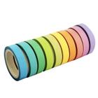 Fita Adesiva Decorativa Washi Tape Cor Pastel Estreita 12 Un - Mj