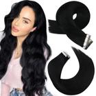 Fita adesiva em extensões de cabelo Moresoo Black 18 polegadas 50g Remy Hair