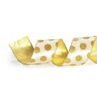 Fita Aramada Marfim com Bolas Douradas 6,3cm x 9,14m - 01 unidade - Cromus Natal
