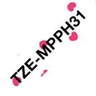 Fita Brother TZE-MPPH31 12mm Preto sobre Rosa Corações