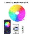 Fita de LED Neon RGB 5V - 1m a 5m - Flexível, à Prova d'Água com Controle Remoto Bluetooth