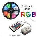 Fita de LED RGB 5050 5 Metros Para Decoração com Fonte