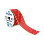 Fita de Natal Glitter Vermelha 6,3cm x 9,15m - Wincy Festas