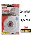 Fita Dupla Face 3m Fixa Forte Banheiro 24mm X 1,5m Original