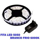 Fita Led 12v 6000k 5050 72w BRANCO FRIO Ip65 Silicone Rolo 5m com fonte 12V 5A