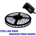 Fita Led 5050 Branco Frio 6000k Luz Branca Bivolt Com Fonte 10m