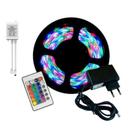 Fita Led Colorida Rolo 5M Led Resistente Água+Controle+Fonte - RGB