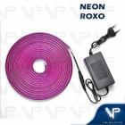 Fita led neon flexivel 8w 12v roxo 5 metros ip20 com fonte