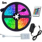 Fita Led Rgb 5m Luz Colorida C/Controle Fonte Flexível