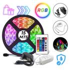 Fita Led Rgb Colorida Com Cola Kit Completo Com Fonte Controle Bivolt 110V/220V