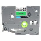 Fita TZ 731 Compatível Para Rotulador BROTHER 12mm Verde