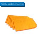 Flanela Laranja CAEBI Algodão P/ Limpeza 6 Unidades 38x58cm Pano Tira Pó Não Risca Automotivo Uso Geral Casa