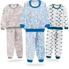 Fleece 3 Conjunto Pijama Bebe Ao Infantil Juvenil de Menino de Inverno Tamanhos 1 A 16 Anos