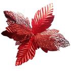 Flor Artificial Bico de Papagaio Veludo Vermelho Glitter